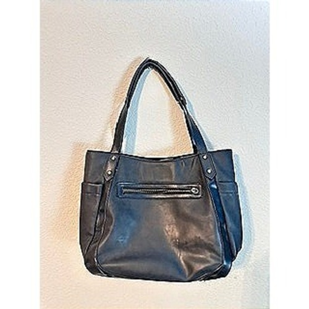Unbranded Tote Bag Womens Medium Black Excellent Faux Leather Multi-Pocket